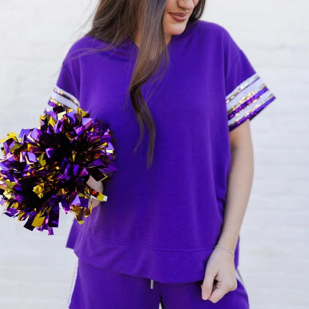 Mary Square Lauren Purple and White Loungewear set